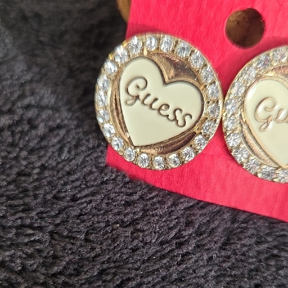 Guess Gold and Silver Heart Stud Earrings - Picture 4 of 4